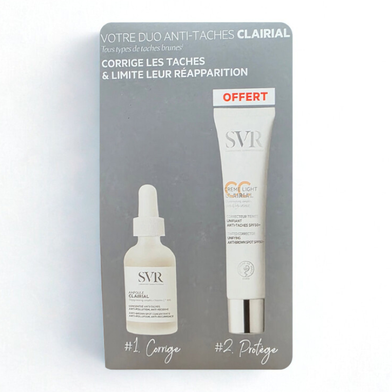 SVR COFFRET CLAIRIAL AMPOULE CONCENTRE ANTI TACHES 30ML+CLAIRIAL CC CREME LIGHT SPF50 40ML (OFFERT)