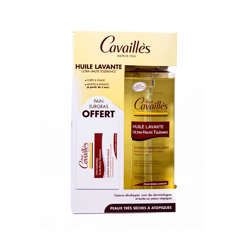 COFFRET ROGE CAVAILLES UHT HUILE LAVANTE 500ML+PAIN SURGRAS 100ML (OFFERT)
