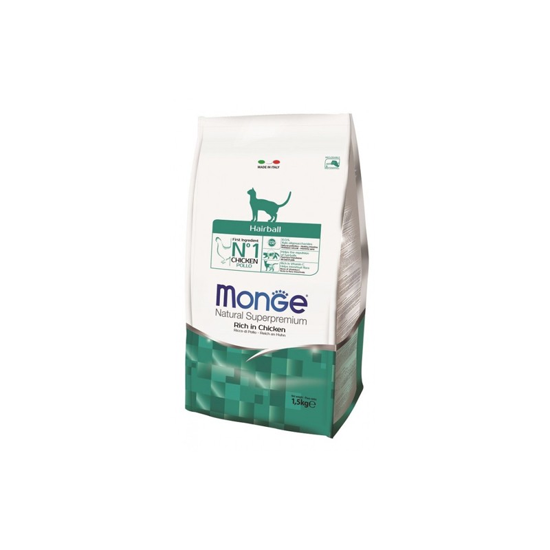 MONGE CROQUETTE POUR CHAT HAIRBALL POULET 1,5 KG