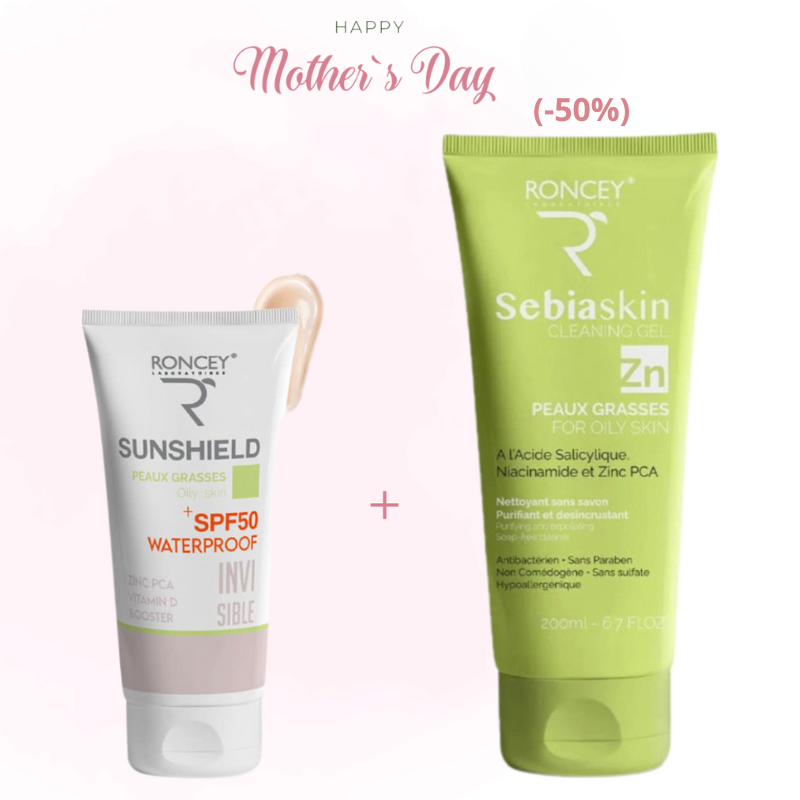 RONCEY COFFRET SUNSHIELD INVISI SIBLE+SEBIASKIN PEAUX GRASSES (-50%)