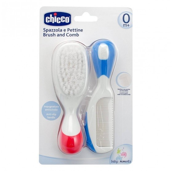 CHICCO BROSSE ET PEIGNE ROUGE ET BLEU