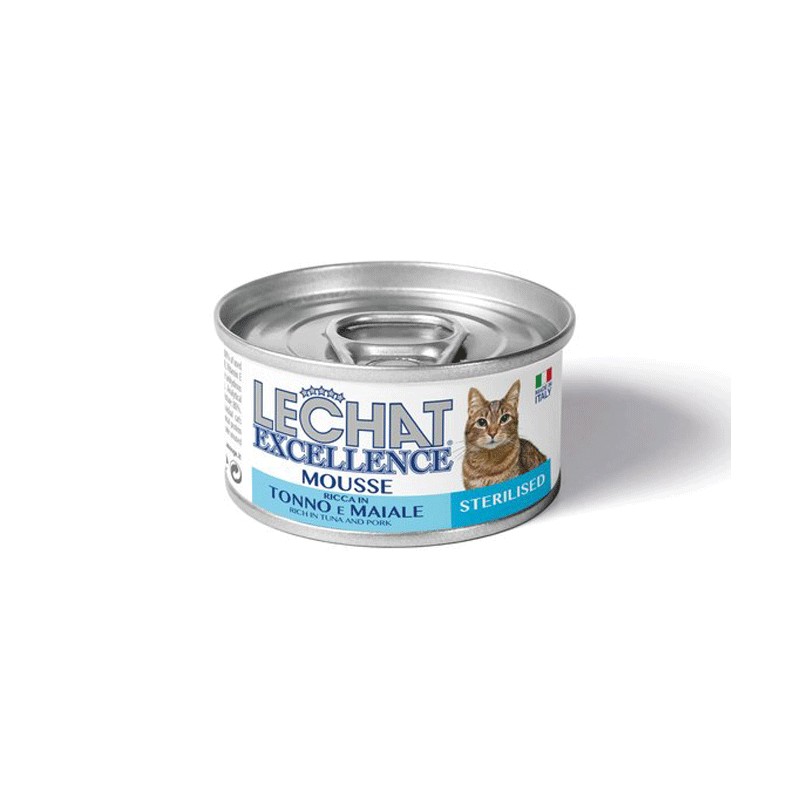 LECHAT EXCELLENCE MOUSSE STERILISED THON ET PORC 85GR