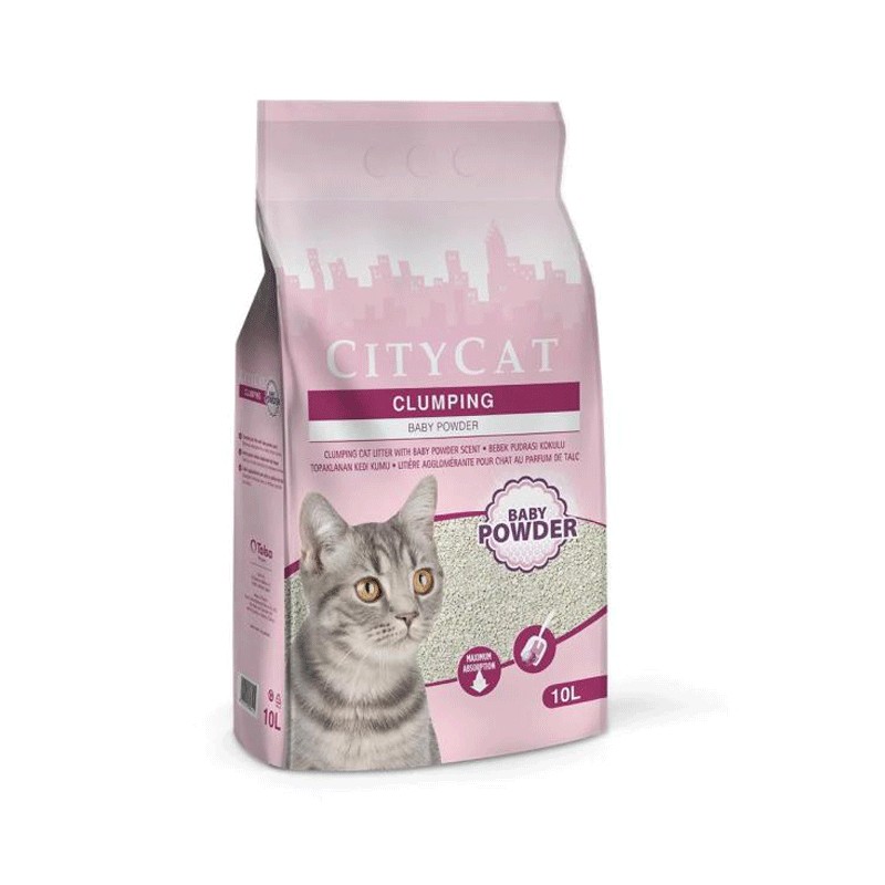 CITY CAT LITIERE AGGLOMERANTE BABY POWDER 10L