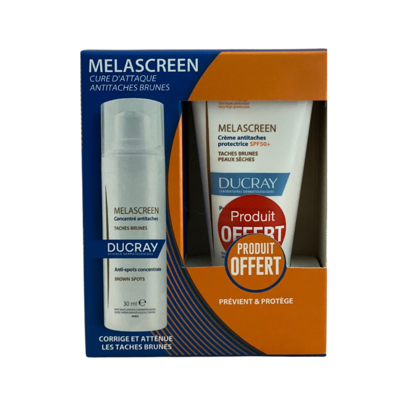 DUCRAY COFFRET MELASCREEN CONCENTRE ANTI TACHES 30ML+CREME PROTECTION ANTI TACHES SPF50+ 50ML PS (OFFERT)