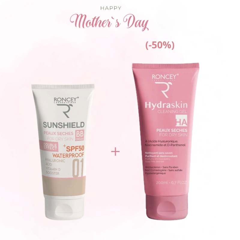 RONCEY SUNSHIELD 01 SPF50+ 50ML+GEL HYDRASKIN HA PEAUX SECHES 200ML (-50%)