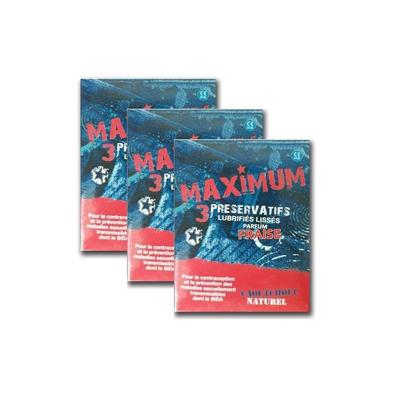 MAXIMUM PRESERVATIF PARFUM FRAISE BT/3