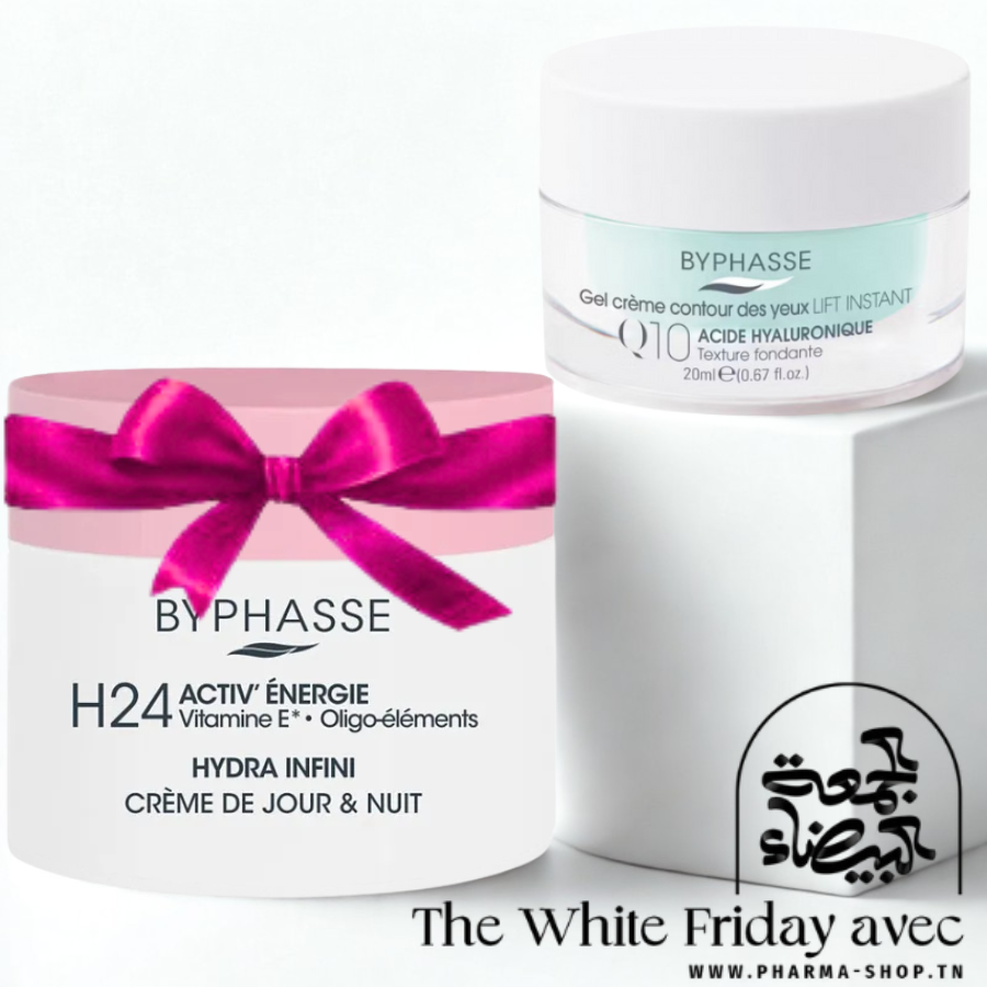 BYPHASSE GEL CREME LIFT INSTANT Q10 CONTOUR DES YEUX 20ML+CREME JOUR & NUIT HYDRA INFINI 24H 50ML (OFFERT)