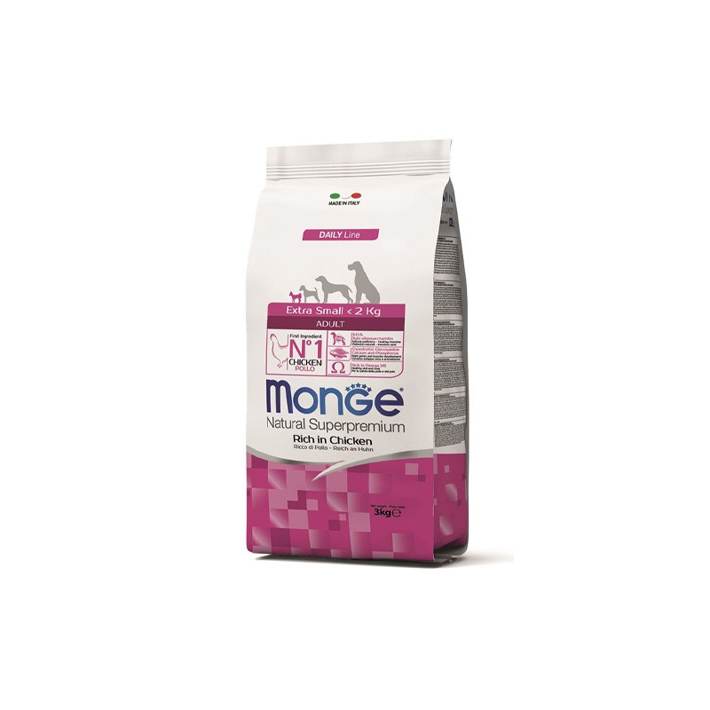 MONGE NATURAL SUPERPREMIUM CROQUETTE CHIEN ADULT EXTRA SMALL 3KG