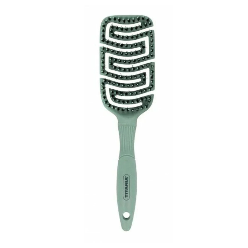 TITANIA BROSSE PADDLE FLEX EN PLASTIQUE RECYCLE COLLECTION VERT DOUX REF 2884