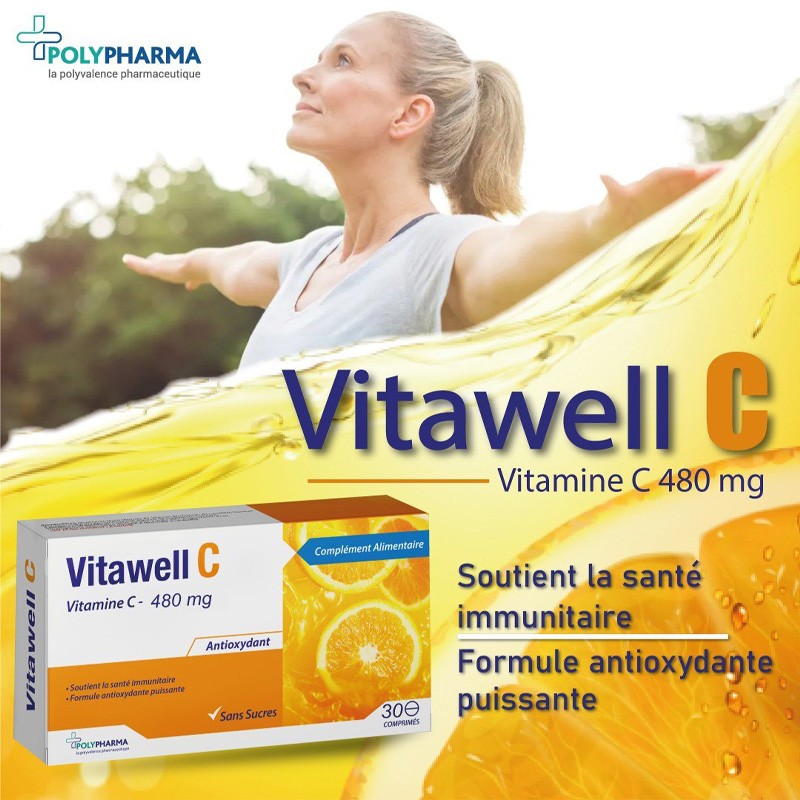 POLYPHARMA VITAWELL C VITAMINE C 480 MG 30 COMPRIMES