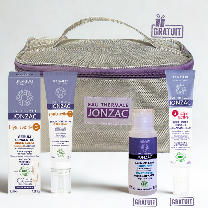 JONZAC TROUSSE HYALU ACTIV C SERUM 30ML+SUBLIM ACTIVE ANTI AGE 40ML (OFFERT)+EAU MICELLAIRE 30ML (OFFERT)