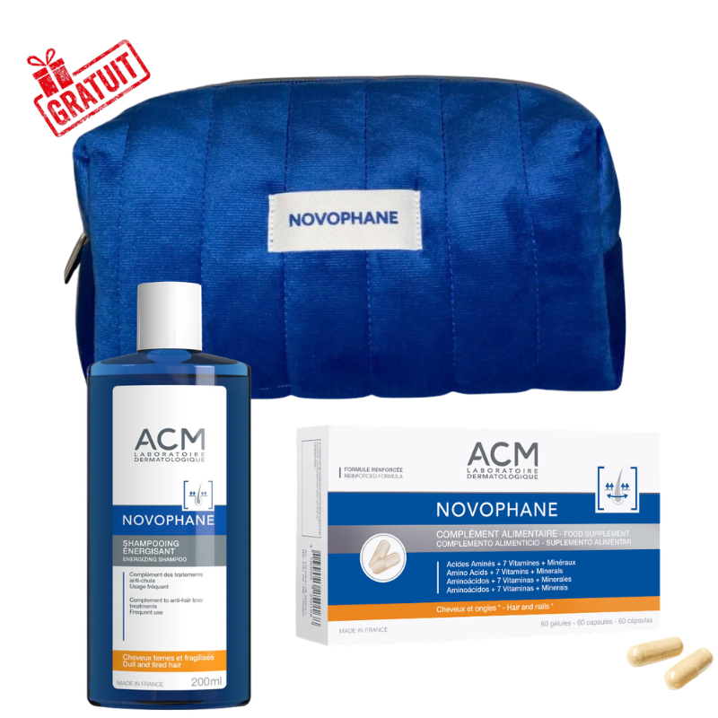 ACM NOVOPHANE SHAMPOOING ENERGISANT 200ML+NOVOPHANE ONGLES & CHEVEUX 60 GELULES+TROUSSE (OFFERT)