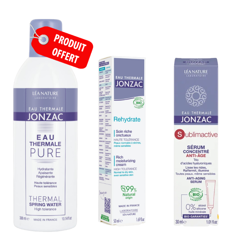 JONZAC REHYDRATE SOIN RICHE ONCTUEUX 50ML+SUBLIMACTIVE SERUM CONCENTRE ANTI AGE 30ML+ PURE EAU THERMALE 300ML (OFFERT)